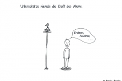 Comicfigur mit der Sprechblase "Einatmen, Ausatmen" - Copyright: Annika Baacke