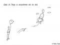 Comicfigur mit Luftballon in der Hand und Comicfigur, die auf einem Luftballon sitzt und fliegt - Copyright: Annika Baacke