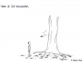 Comicfigur, die an einem Baum steht und den fallenden Blättern zuguckt - Copyright: Annika Baacke