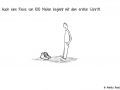 Comicfigur guckt auf Wanderstiefel hinab - Copyright: Annika Baacke