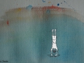 Comicfigur vor Aquarellhintergrund beim Handstand - Copyright: Annika Baacke