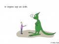 Comicfigur, die einem beleidigten Dinosaurier die Hand reicht - Copyright: Annika Baacke