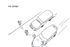 Comicfigur rettet die Liebste vor einem Autounfall - Copyright: Annika Baacke