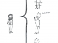 Comicfigur, die verliebt und zu schüchtern ein Gespräch anzufangen - Copyright: Annika Baacke