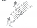Comicfigur fängt die Liebste auf, die eine Treppe herunter fällt - Copyright: Annika Baacke