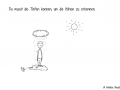 Comicfigur, die in einer Pfütze unter einer Regenwolke steht mit dem Blick zur Sonne - Copyright: Annika Baacke