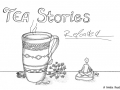 Comic von einer Teetasse, darüber der Titel "TEA Stories Reloaded", daneben eine kleine Comicfigur im Schneidersitz - Copyright: Annika Baacke
