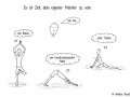 Comicfigur, die sich selbst in verschiedenen Yogapositionen anleitet - Copyright: Annika Baacke