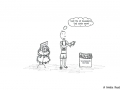 Comicfigur im Urlaub beim Kauf einer Mütze - Copyright: Annika Baacke