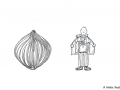 Zeichnung von einer Zwiebel und einer Comicfigur im "Zwiebellook" - Copyright: Annika Baacke