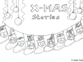 Gezeichneter Adventskalender mit hängenden Stiefeln und dem Titel "X-Mas Stories" - Copyright: Annika Baacke