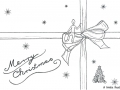 Zeichnung von einem Weihnachtsgeschenk mit der Aufschrift "Merry Christmas" - Copyright: Annika Baacke