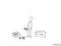 Comicfigur, die Weihnachtsdeko auspackt - Copyright: Annika Baacke