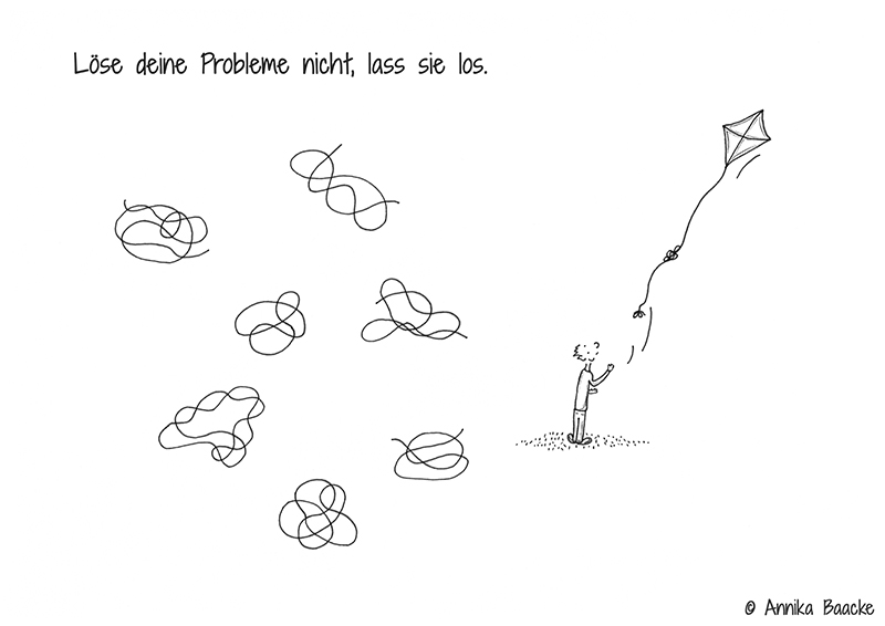 Comic von verschiedenen Knoten und einer Comicfigur, die ihren Drachen fliegen lässt - Copyright: Annika Baacke